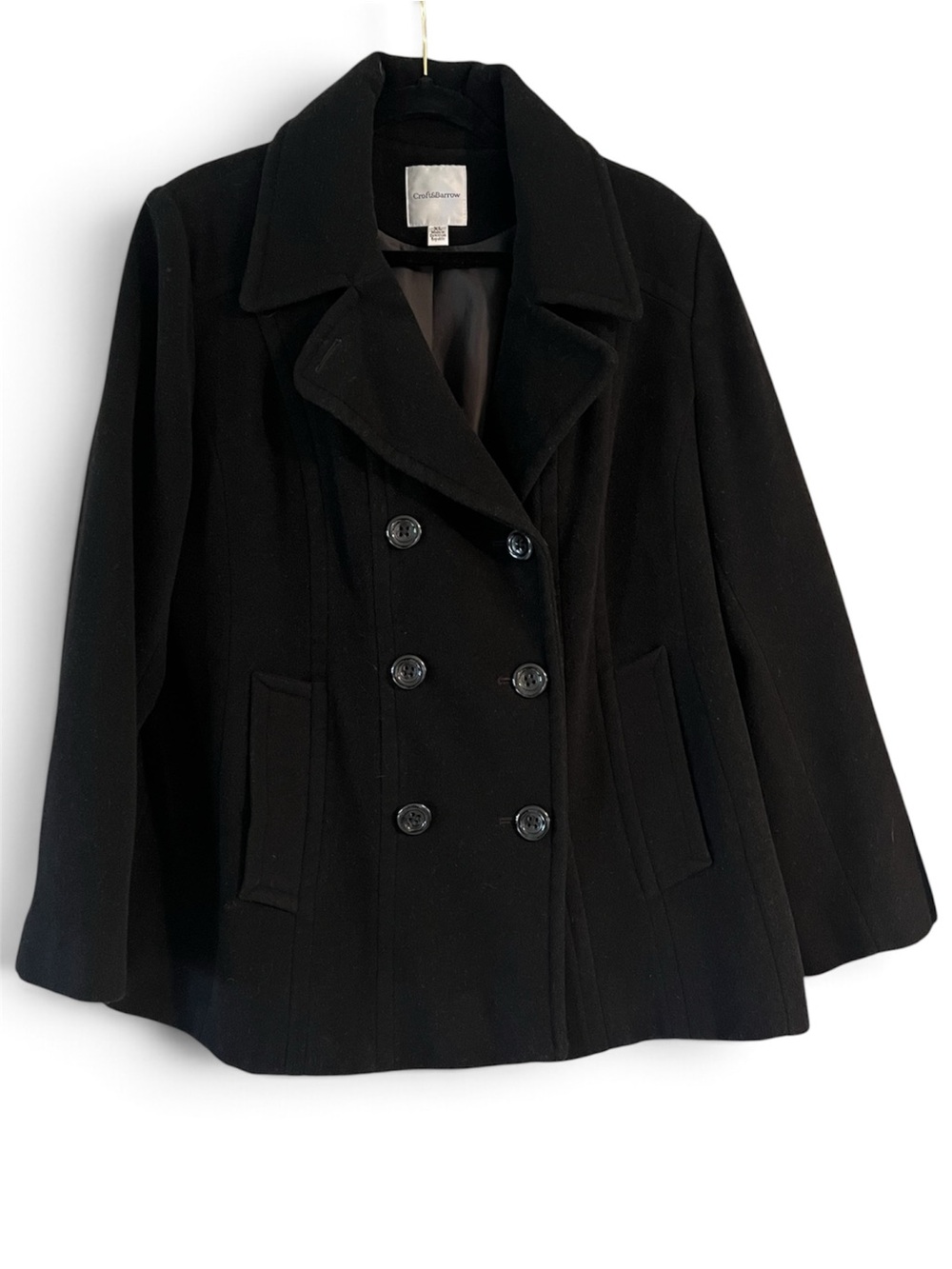 croft & barrow Black Double-Breasted Peacoat